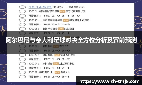 阿尔巴尼与意大利足球对决全方位分析及赛前预测