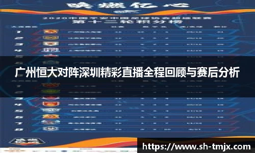 广州恒大对阵深圳精彩直播全程回顾与赛后分析